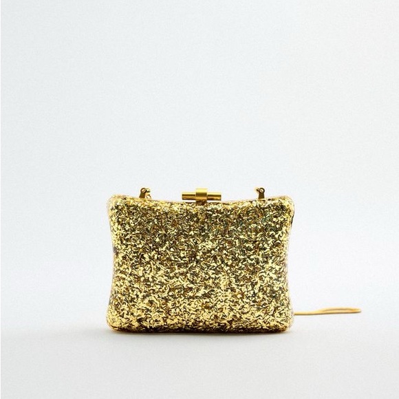 NWT Zara gold box bag - Picture 3 of 6